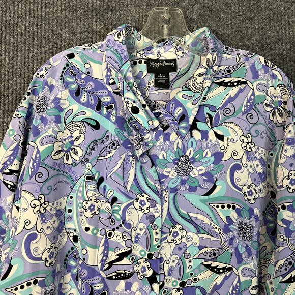Maggie Barnes Womens Retro Floral Tunic Blouse Size 5X Button Front Artsy Boho - Picture 2 of 7